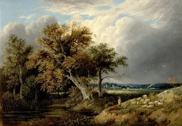 Landscape with Trees and Sheep, 19th century